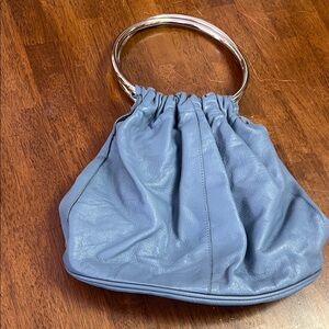 Preston & York  Blue Women's Bag with Silver Circular Handles Leather